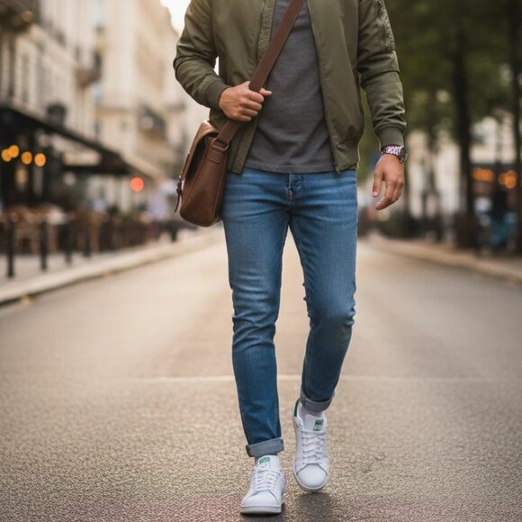 Adidas Stan Smith White Leather Sneakers Shoes Fairway Green 10 - Picture 5 of 7